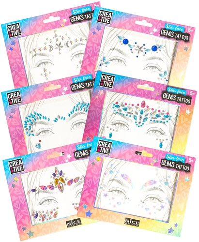 Nice - CDU 24 pcs Star Face Gems Tattoo