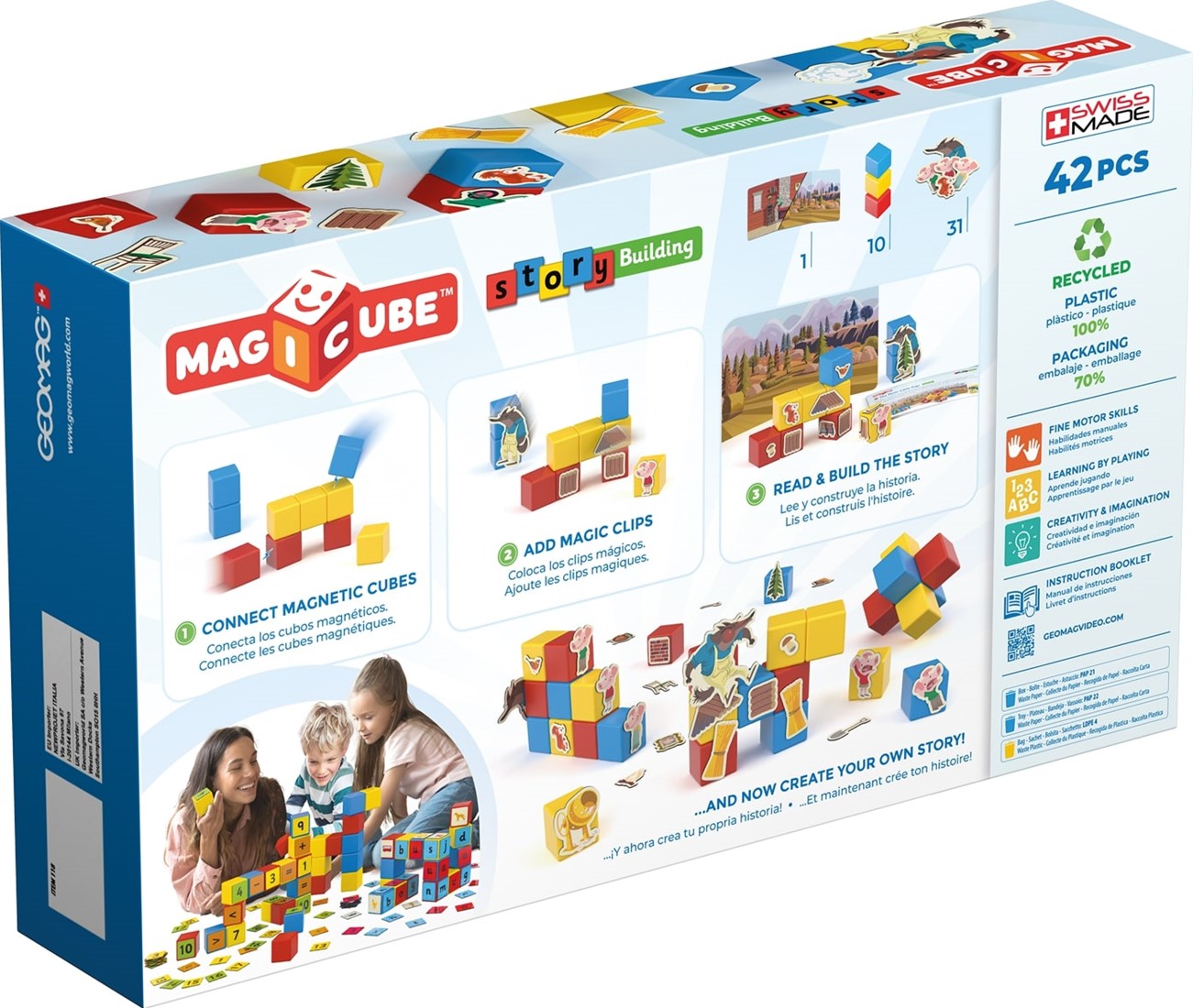 128PCS Enfants DIY Créatif Blocs Magnétiques Jeu De Construction Éducation Assem