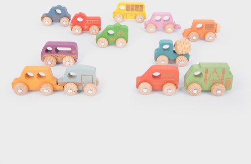 Tickit Set Met Regenboog Houten Voertuigen