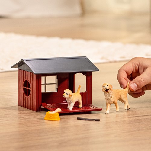 Schleich Farm World Dog Kennel With Golden Retrievers-2