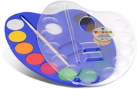 Primo - 12 Aquareltabletten Diameter 25 mm in Plastic Doosje met Deksel/Mengpalet en 1 Penseel-3