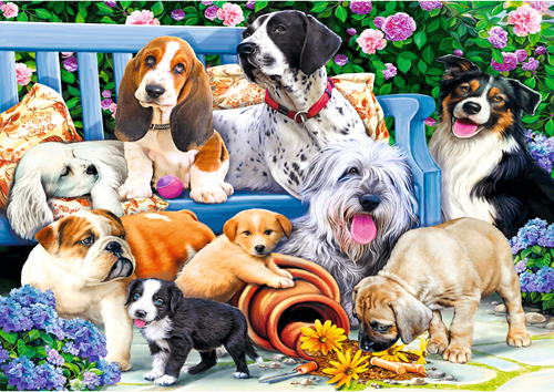 Trefl 1000 - Dogs in the garden-2