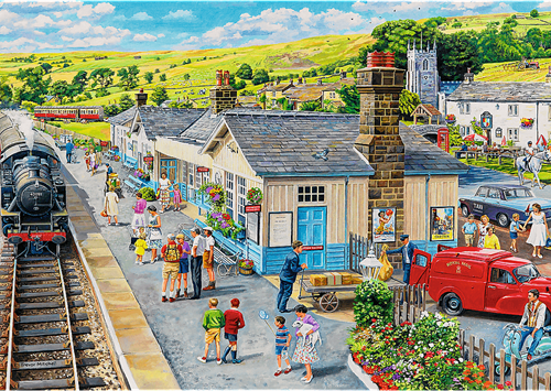 Trefl 1000 Premium Plus  - Tea Time: The Village Station_FSC Mix 70%-2