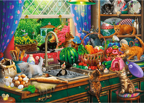 Trefl 1000 Premium Plus  - Tea Time: Troublemaker kittens_FSC Mix 70%-2