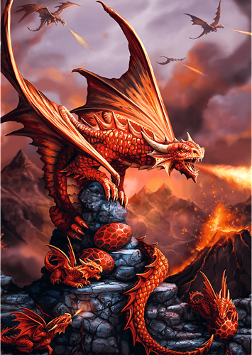 Trefl 1000 Premium Plus  - Fantasy Collection by Anne Stokes: Fire Dragon_FSC Mix 70%-2