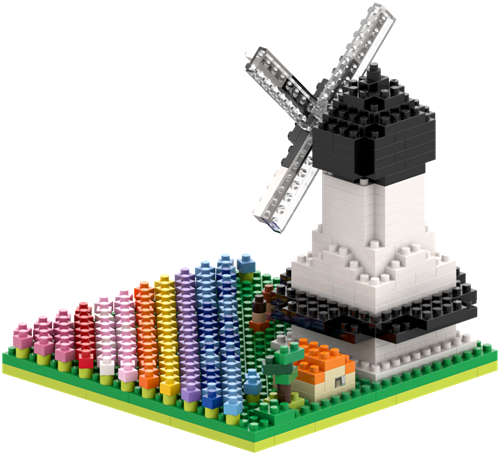 BRIXIES Windmolen met tulpen - 490 st-2