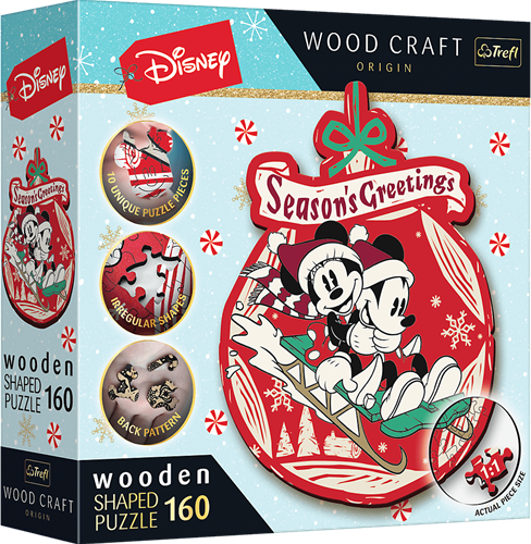 Trefl 160 Wooden Shaped Puzzles - Mickey and Minni's Christmas Adventure / Disney Mickey Mouse and Friends FSC Mix 70%