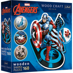Trefl 160 Wooden Shaped Puzzles - Fearless Capitan America / Disney Marvel Heroes_FSC Mix 70%