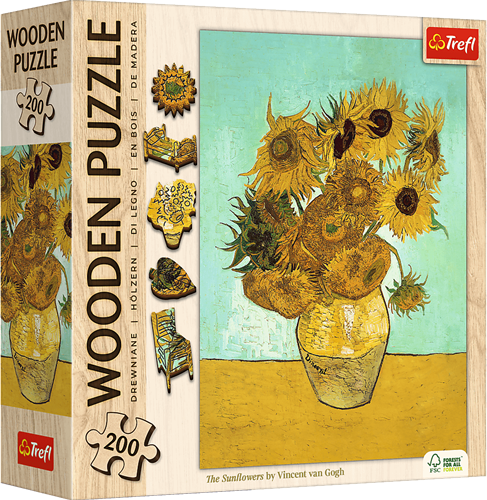 Trefl 200 Wooden Puzzles - Sunflowers - Vincent van Gogh_FSC Mix 70%