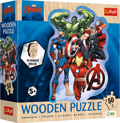Trefl 50 Wooden Contour Puzzle - Avenger's adventures / Disney Marvel The Avengers_FSC Mix 70%