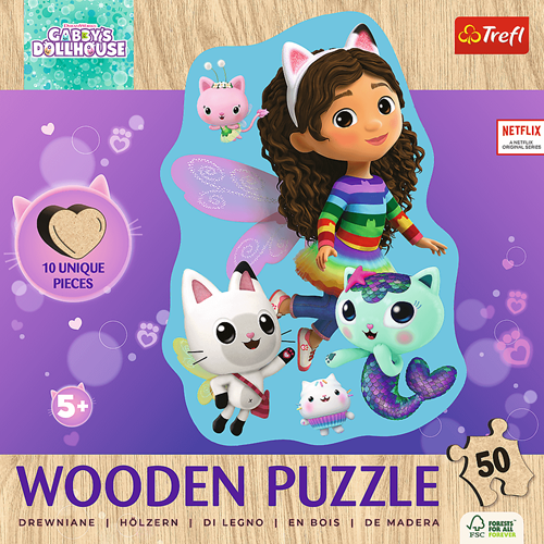 Trefl 50 Wooden Contour Puzzle - Happy Gabby / Universal Gabby's Dollhouse FSC Mix 70%-3