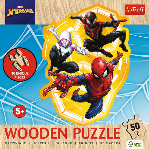 Trefl 50 Wooden Contour Puzzle - Spider-Man ready in action / Disney Marvel Spiderman_FSC Mix 70%-3