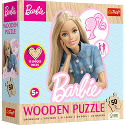 Trefl 50 Wooden Contour Puzzle - Favorite fashionable Barbie / Mattel, Barbie_FSC Mix 70%