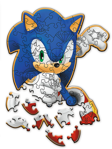 Trefl 50 Wooden Contour Puzzle - Happy Sonic / SEGA Sonic The Hedgehog_FSC Mix 70%-2