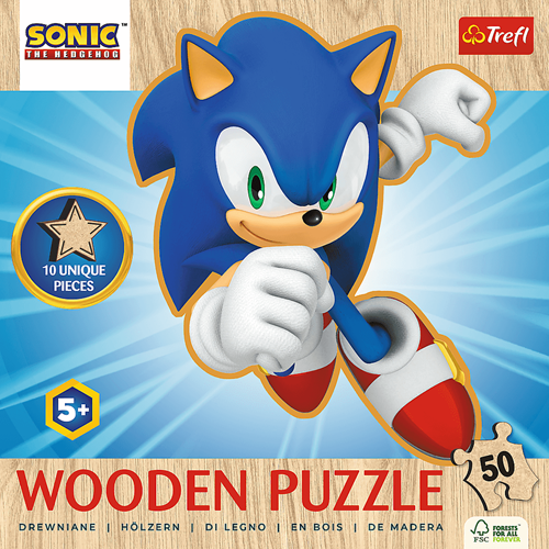 Trefl 50 Wooden Contour Puzzle - Happy Sonic / SEGA Sonic The Hedgehog_FSC Mix 70%-3