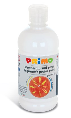 Primo - Kant-en-Klare Plakkaatverf voor Beginners, Fles Van 500 ml met Dop met Debietregeling Wit 100