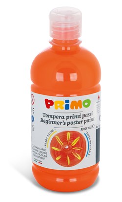 Primo - Kant-en-Klare Plakkaatverf voor Beginners, Fles Van 500 ml met Dop met Debietregeling Oranje 250