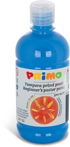 Primo - Kant-en-Klare Plakkaatverf voor Beginners, Fles Van 500 ml met Dop met Debietregeling Cyaan 501