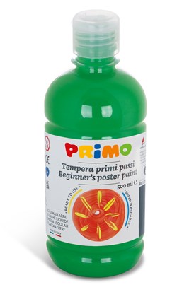 Primo - Kant-en-Klare Plakkaatverf voor Beginners, Fles Van 500 ml met Dop met Debietregeling Heldergroen 610