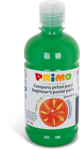 Primo - Kant-en-Klare Plakkaatverf voor Beginners, Fles Van 500 ml met Dop met Debietregeling Heldergroen 610