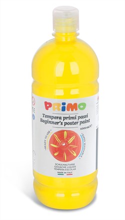 Primo - Kant-en-Klare Plakkaatverf voor Beginners, Fles Van 1000 ml met Dop met Debietregeling Primair Geel 201