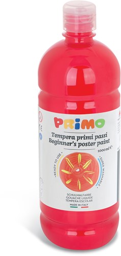 Primo - Kant-en-Klare Plakkaatverf voor Beginners, Fles Van 1000 ml met Dop met Debietregeling Vermiljoen 300