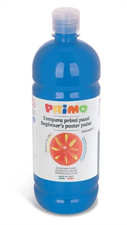 Primo - Kant-en-Klare Plakkaatverf voor Beginners, Fles Van 1000 ml met Dop met Debietregeling Cyaan 501