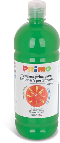 Primo - Kant-en-Klare Plakkaatverf voor Beginners, Fles Van 1000 ml met Dop met Debietregeling Heldergroen 610