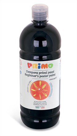 Primo - Kant-en-Klare Plakkaatverf voor Beginners, Fles Van 1000 ml met Dop met Debietregeling Zwart 800