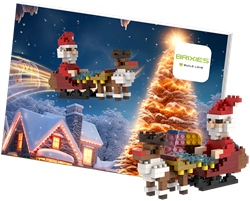 BRIXIES Postkaart Kerstman met slee - 188 st