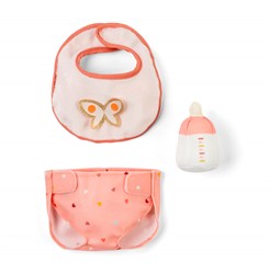 Lilliputiens - Accessoires set roze (slabbetje, flesje & luier)
