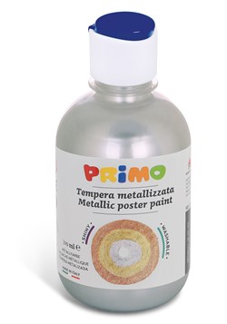 Primo - Kant-en-Klare Metallic Plakkaatverf, Fles 300 ml met Debietdop Zilver 910