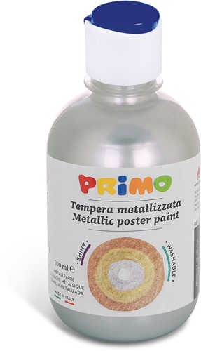 Primo - Kant-en-Klare Metallic Plakkaatverf, Fles 300 ml met Debietdop Zilver 910