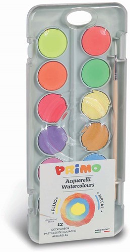 Primo - Aquarelverf Tablet/Penseel Ø30 mm (8 Metal+4 Fluo)