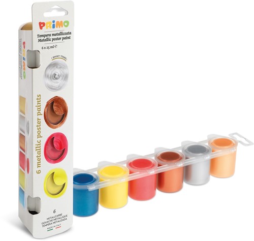 Primo - Plakkaatverf in Potje, 6 Metallic Kleuren, 25 ml-2