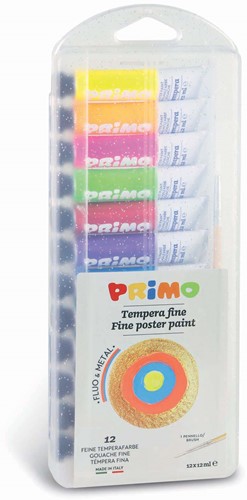 Primo - Plakkaatverf Metal+Fluo in Tube (12x12 ml) in Box