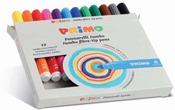 Primo - 12 Jumbo Viltstiften (Fiber Punt) Ø7.6 mm in Doos