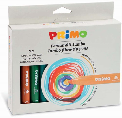 Primo - 24 Jumbo Viltstiften (Fiber Punt) Ø7.6 mm in Doos