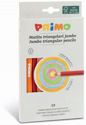 Primo - 12 Jumbo Kleurpotlood 3-Zijdig Ø5.5 mm in Doos