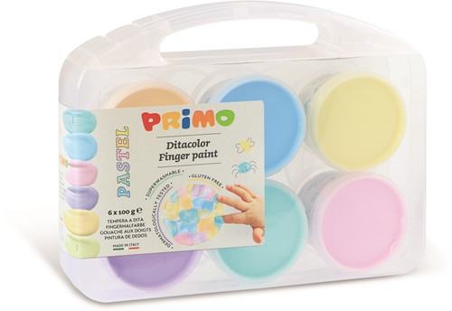 Primo - Vingerverf Pastel 6 Potjes in Koffer (6x100gr)