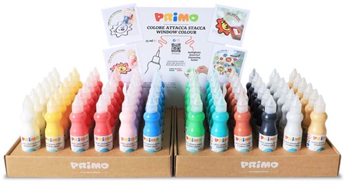 Primo - Raamverf Display, 72 Stuks, 12 Kleuren, 75 ml