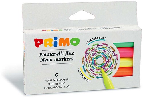 Primo - 6 Viltstiften Fluoriscerend Ø2 mm In Doos
