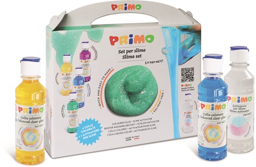 Primo - Set Slijm met 4 Gekleurde Lijm, 1 Activator, Geschen