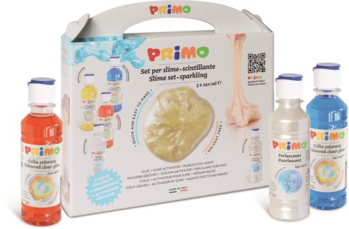 Primo - Set Slijm met 3 Gekleurde Lijm, 1 Activator, 1 Parel