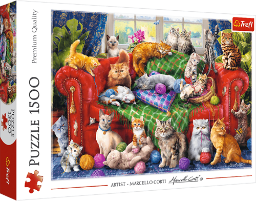 Trefl 1500 - Kittens on the Sofa