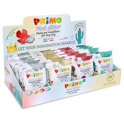 Primo - Display Boetseerklei, 24 Stuks van 250 g ., 4 Kleuren. Klaar voor Gebruik, Aan De Lucht Droogt Hard