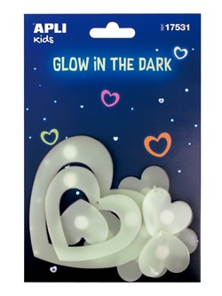 APLI - 9 X Stickers Glow In The Dark Hart