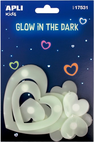 APLI - 9 X Stickers Glow In The Dark Hart