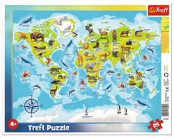 Trefl 25 Frame - World map with animals