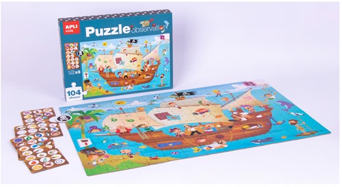 APLI - Piratenschip Observeer Puzzel 104-delig 5x5cm (654x41-3
